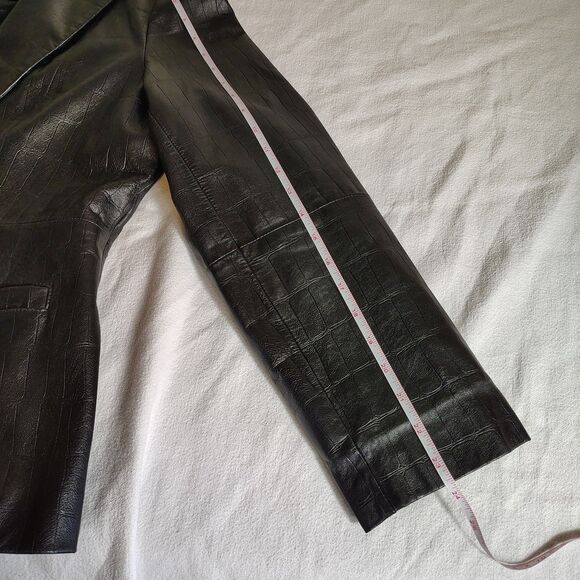Vtg Pelle Studio Wilsons Leather Jacket XL Textured Y2K Croc Embossed Structured - Picture 13 of 14